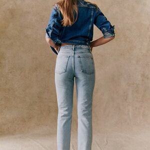 SEZANE Brut Sexy Straight Leg Ankle Length Jean Trousers in Bleach Blue, Size 4